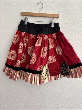 Persnickety Red Medallion Circle Skirt with Rosettes